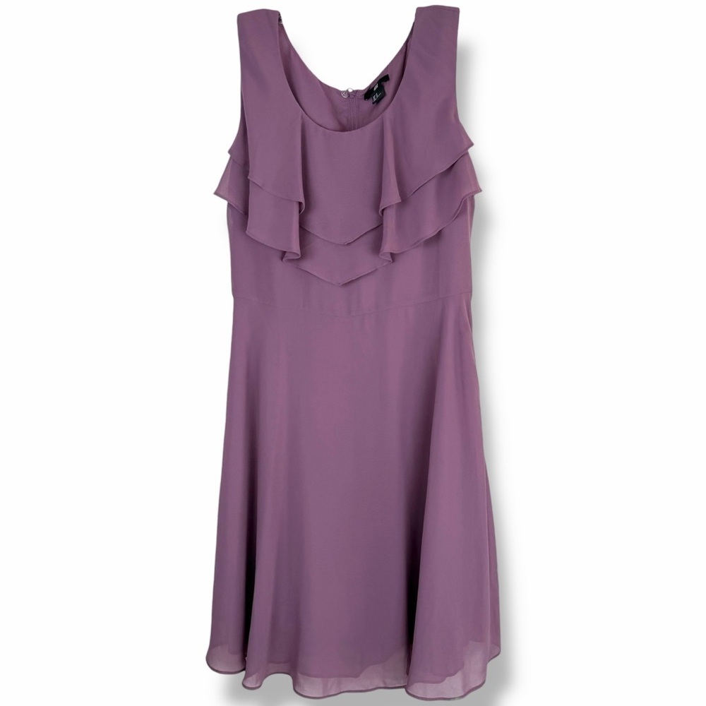 H&M Lilac Purple Sleeveless Fit and Flare Ruffle Knee Length Mini Dress size 12